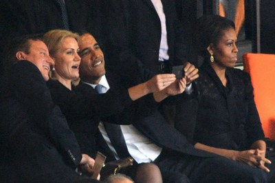 Cameron, Helle, Obama e Michelle (Foto: Roberto Schmidt/ Agência AFP)
