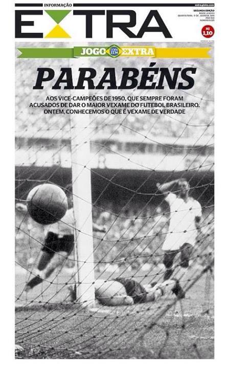 Jornal Extra fez referência à Copa de 1950